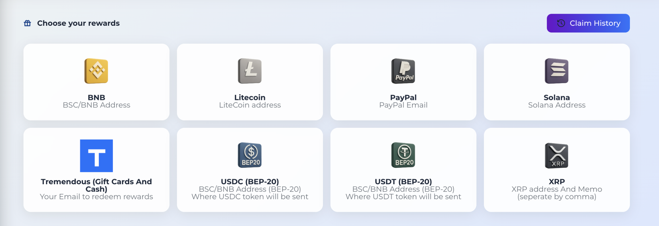 ViewCoins Payout Options