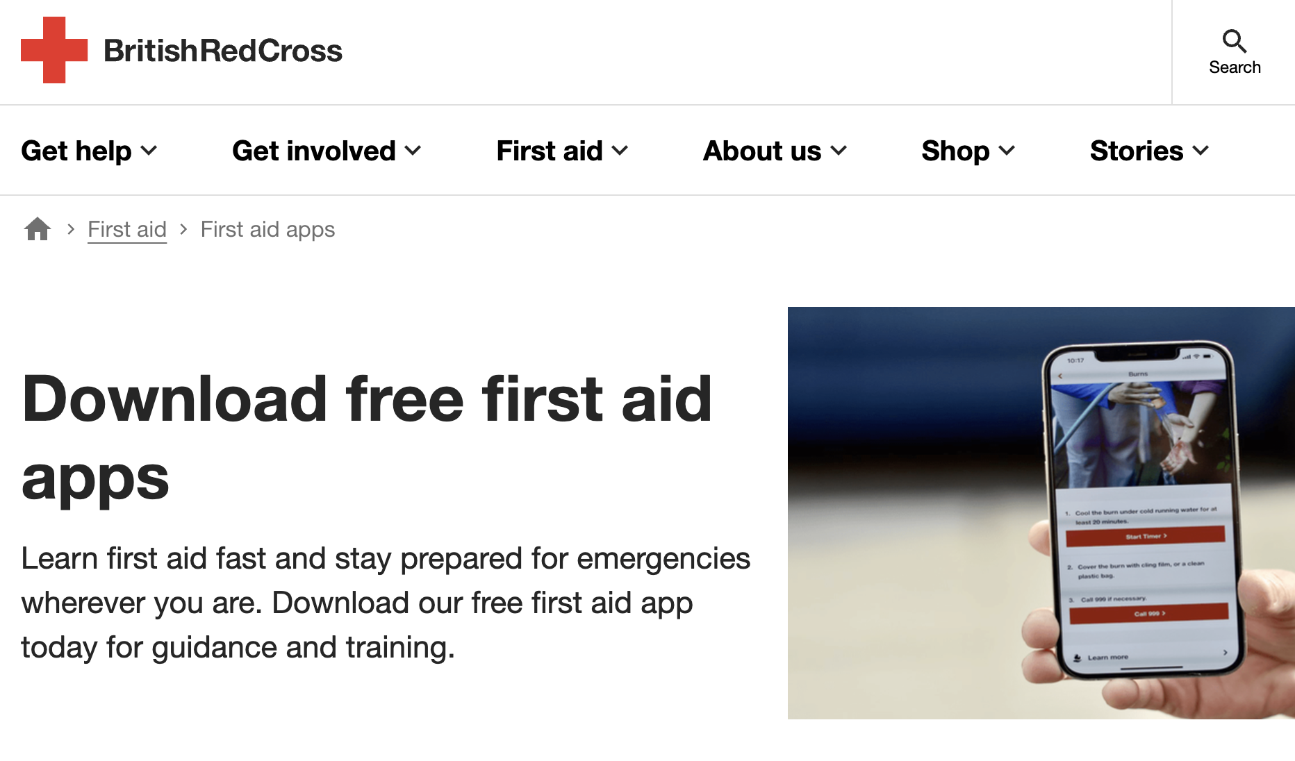 British Red Cross - Get their free first aid app today for guidance and training