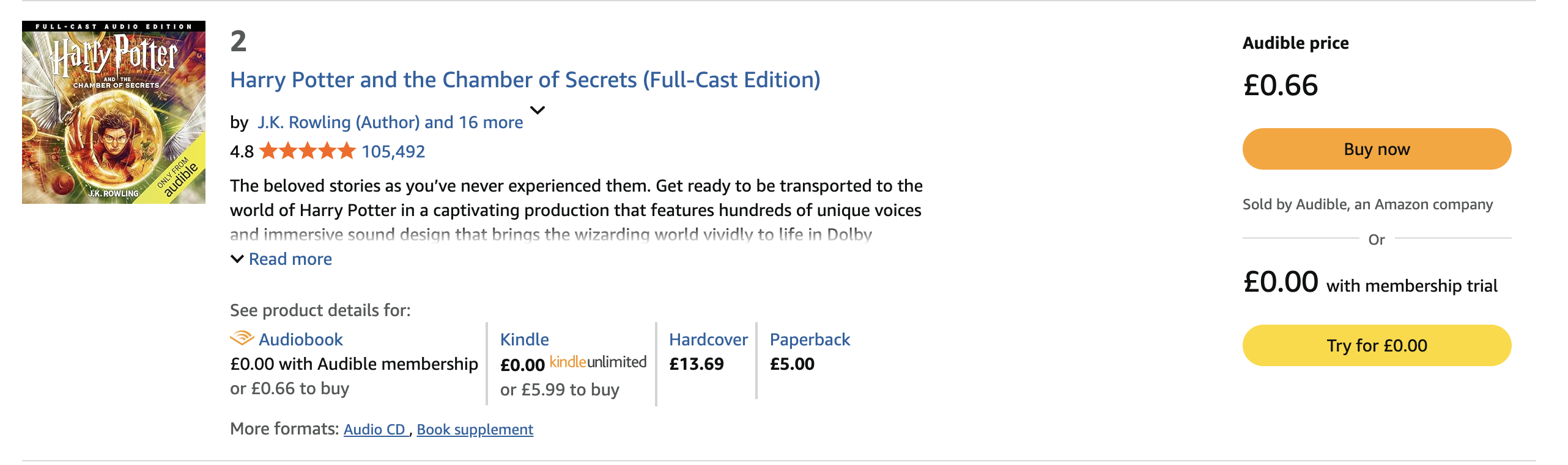 Harry Potter - Get all 7 audiobooks for under £1 each
