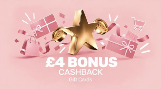 £4 Quidco Gift Cards bonus (£60 spend)